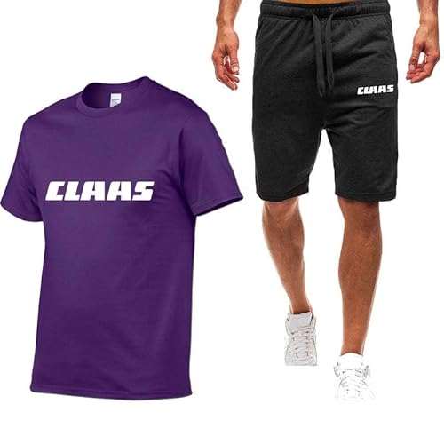 MTBDD Herren Sommer Sportbekleidung - Für CL_AAS Bedruckte Sportbekleidung - Zweiteiliges Sommermode-Lässiges Kurzarm-T-Shirt Und Shorts-Set Purple,M von MTBDD