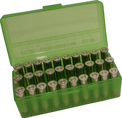 MTM 50 Round Pistol Ammunition Box P-50-38 Transparent Green von MTM