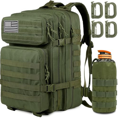 MUCHER 45L Militär Taktische Rucksack Herren mit Flaschenhalter und 4 Haken Große Wanderrucksack Molle Armee Assault Rucksack für Wandern Jagd, Trekking und Camping und Outdoor Aktivitäten (Grün) MUCHER 45L Militär Taktische Rucksack Herren mit Flaschenhalter und 4 Haken Große Wanderrucksack Molle Armee Assault Rucksack für Wandern Jagd, Trekking und Camping und Outdoor Aktivitäten (Grün) von MUCHER