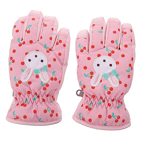 MUELODSIC 1 Paar Skihandschuhe für Mädchen -Schneehandschuhe Skifäustlinge für Schneehose kalt Handschuhe kinderhandschuhe Warme Handschuhe halten Ski-Fäustlinge Stoff Rosa von MUELODSIC