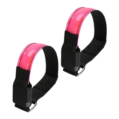 MUELODSIC 2 STK Laufende Lichter Reflektierend Maskierung Laufarmband Hosenträger Led-Armband Notfall Bar Gürtel Laufender Scheinwerfer Henne Fahrradreflektoren Klopfen Rosa PVC von MUELODSIC