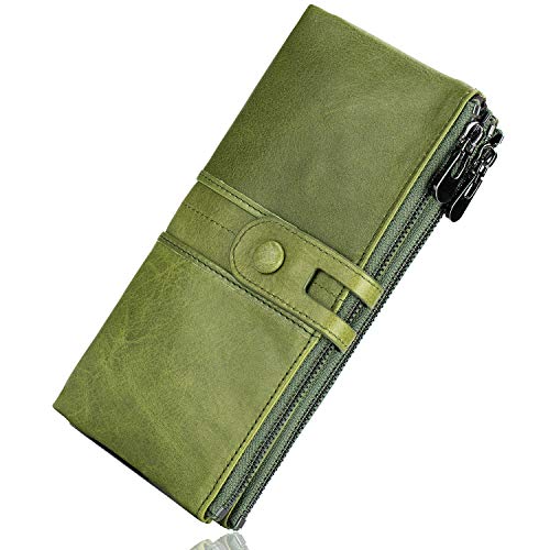 ROULENS Vintage Geldbörse Damen Leder Gross, RFID Schutz Damen Portemonnaie Groß Viele Fächer, Geldbeutel Damen Gross mit 13 Kartenfächer mit Handyfach, Grün, Groß ROULENS Vintage Geldbörse Damen Leder Gross, RFID Schutz Damen Portemonnaie Groß Viele Fächer, Geldbeutel Damen Gross mit 13 Kartenfächer mit Handyfach, Grün, Groß von Roulens