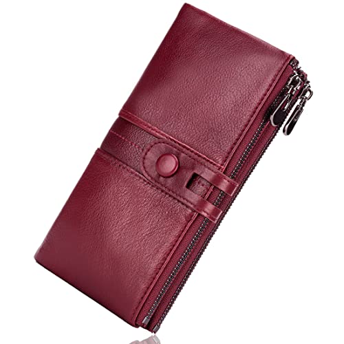 ROULENS Vintage Geldbörse Damen Leder Gross, RFID Schutz Damen Portemonnaie Groß Viele Fächer, Geldbeutel Damen Gross mit 13 Kartenfächer mit Handyfach, Rot, Groß ROULENS Vintage Geldbörse Damen Leder Gross, RFID Schutz Damen Portemonnaie Groß Viele Fächer, Geldbeutel Damen Gross mit 13 Kartenfächer mit Handyfach, Rot, Groß von Roulens