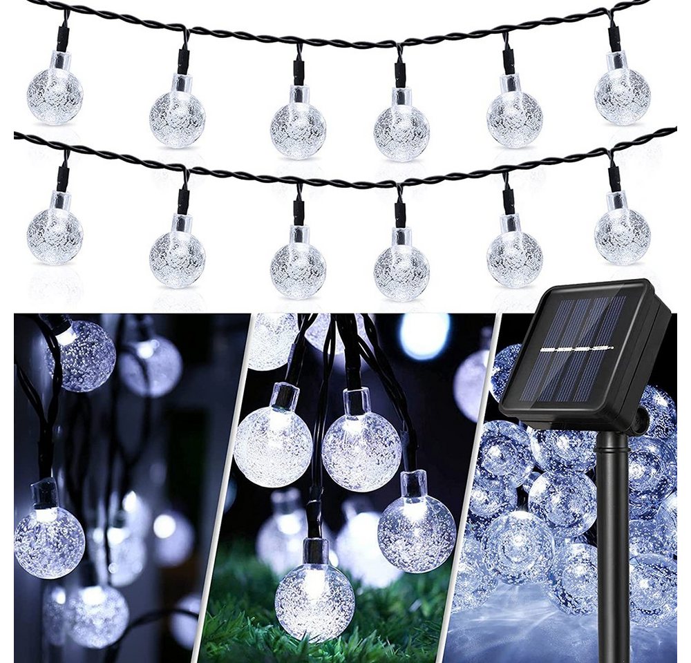 MUPOO LED-Lichterkette LED-Solarleuchten 5M 20LEDs/ 9.5M 50LEDs Außen-lichterkette 2/8 Modi, Wasserdicht,3 Farben,für Patio Garten Party Festliche Dekor von MUPOO