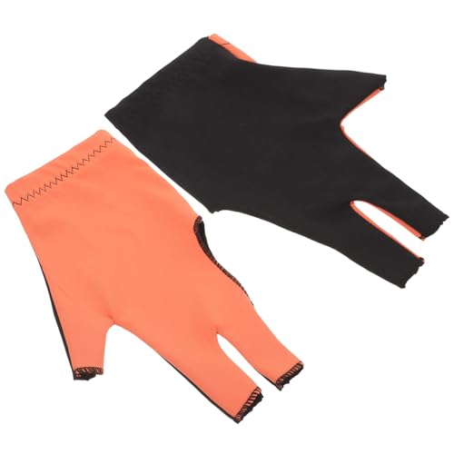 MUSISALY 1 Paar 3 Finger Handschuhe Billard handschuh Handschuhe für Billardqueues Billardhandschuh elastische Snooker-Handschuhe professionelle Billard-Snooker-Handschuhe Polyester Orange von MUSISALY