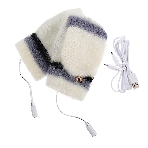 MUSISALY 1 Paar Handschuhe beheizbarer Handschuh USB beheizter Handschuh Pfannengreifer led Wandleuchte innen USB thermohandschuh Mitts beheizter Fäustling Winterhandschuh Stricken Weiß von MUSISALY