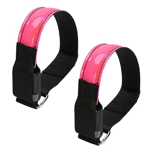 MUSISALY 2 STK laufende Lichter Reflektoren rückstrahler sportzubehör jogginglicht fahrradlichter Armbänder Armband glühend reflektierende Sicherheitsgurte Sicherheitsgurt Licht PVC Rosa von MUSISALY