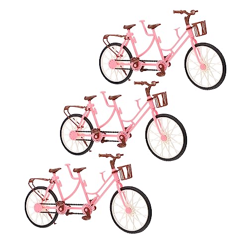 MUSISALY 3St Zweisitzer Fahrrad Fingerspielzeugfahrrad Fahrradspielzeug für Kinder Mini-Modell Kinderspielzeug Miniatur kinderfahrrad Fahrrad für Kinder Zyklusmodell Simulationsrad Abs Rosa von MUSISALY