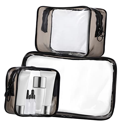 MUSISALY 3st Make-up-Aufbewahrungstasche Make-up-Reisetasche Transparente Schminktasche Reise Durchsichtiger Kulturbeutel Make-up-Organizer-Tasche Für Reisen Klare Make-up-Tasche PVC Black von MUSISALY