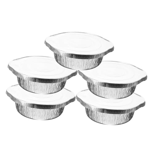 MUSISALY 5 Sätze Blechpfanne Serviertablett aus Aluminium Cupcake-Pfanne aus Aluminium Camping-Kuchenformen Mehrzweck-Grilltopf verdickter Lebensmittelbehälter Kuchenhalter Alufolie Silver von MUSISALY