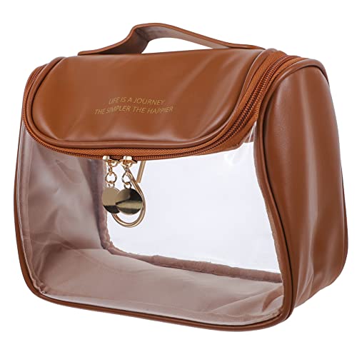 MUSISALY Kulturbeutel Reise-Organizer-Taschen Reise-Make-up-Organizer Reisekosmetiktaschen für Damen Lotionbeutel Reisekosmetiktasche klar Taschenorganisator für unterwegs PVC Brown von MUSISALY