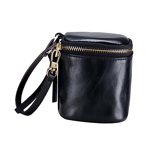 MUSISALY Tragbare Lippenstift Aufbewahrungstasche Mit Leder Lanyard Elegante Kosmetiktasche Für Damen Perfekt Für Handtaschen Stilvolles Design Schwarz von MUSISALY