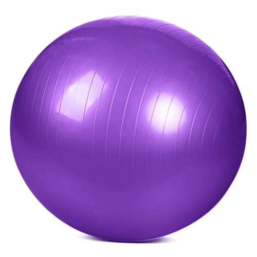 MUSISALY Yoga-Ball Gymnastikbälle Stabilitätsball Kernkugel Trainingsball Übungszubehör Pilates-Ball Wiederverwendbarer Gymnastikball Gleichgewichtstrainer Großer Gymnastikball Violett PVC von MUSISALY