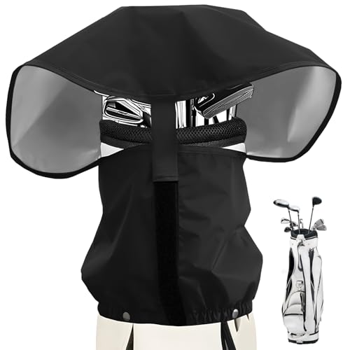 MUTUSHI Golftasche, Regenschutz, wasserdicht, Kapuze, Golftasche, Regenschutz, langlebig, leicht, Regenmantel für Golfschlägertaschen, passend für fast alle Golftaschen, 55,1 x 50 cm, Schwarz von MUTUSHI