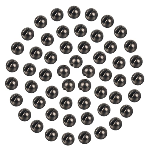 MUUNN 150 Stück Wolfram-Perlen, geschlitzt, 12 Farben/13 Größen, Wolfram-Perlen, Köpfe, geschlitzt, Fliegenbindungsmaterialien (schwarz, 2,0 mm) von MUUNN