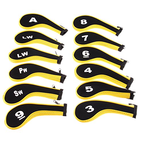 Muxsam Golfschlägerkopfhüllen aus Neopren für Outdoor-Reisen, alle Golfliebhaber, 12 Stück, gelb Muxsam Golfschlägerkopfhüllen aus Neopren für Outdoor-Reisen, alle Golfliebhaber, 12 Stück, gelb von MUXSAM