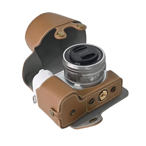 MUZIRI KINOKOO Kameratasche PU-Leder für Sony ZV-E10 II, Schutzhülle für Sony Alpha ZV-E10 II/ZVE10 II Kamera mit 16-50 mm Objektiv, abnehmbare hülle mit Schultergurt und Aufbewahrungstasche - Khaki von MUZIRI KINOKOO