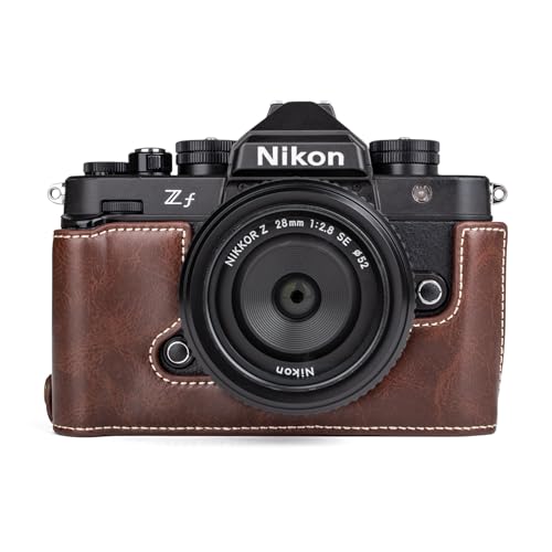 MUZIRI KINOKOO Nikon Z f Zf Hülle, PU Leder Schutzhülle Kompatibel für Nikon Z f/Zf Kamera - mit Handgriff und Öffnung unten Design, coffee, Stilvolles Retro-Stil von MUZIRI KINOKOO