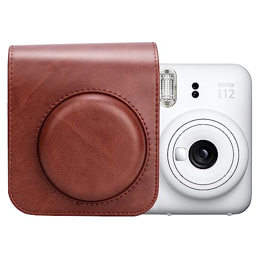 MUZIRI KINOKOO Tasche für Fujifilm Fuji Instax Mini 12/Polaroid Mini 12 Kamera – Schutzhülle aus PU-Leder mit verstellbarem Schultergurt – Retro-Braun von MUZIRI KINOKOO