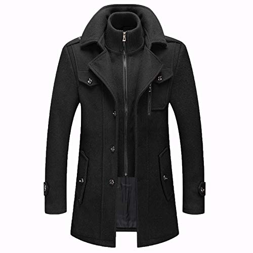 Männer Warmer Wollmantel, abnehmbare Doppelkragen Erbsen-Mäntel Casual Winter Business Slim Fit Jacke Plus Baumwollfutter Dicker Abzug im Freien Winddichte,Schwarz,L Männer Warmer Wollmantel, abnehmbare Doppelkragen Erbsen-Mäntel Casual Winter Business Slim Fit Jacke Plus Baumwollfutter Dicker Abzug im Freien Winddichte,Schwarz,L von MWbetsy