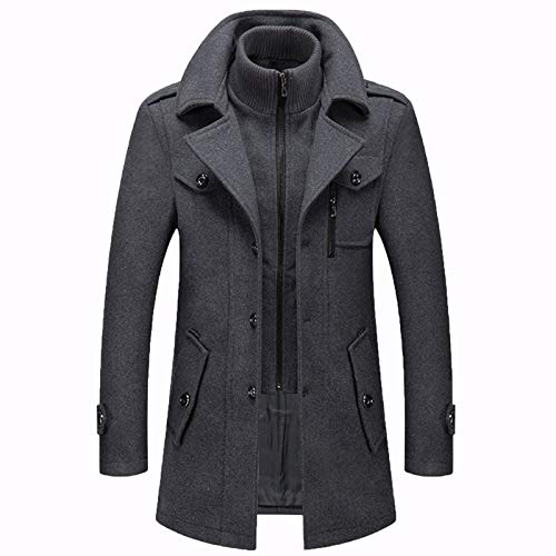 Männer Warmer Wollmantel, abnehmbare Doppelkragen Erbsen-Mäntel Casual Winter Business Slim Fit Jacke Plus Baumwollfutter Dicker Abzug im Freien Winddichte Mantel im Freien,Grau,XL Männer Warmer Wollmantel, abnehmbare Doppelkragen Erbsen-Mäntel Casual Winter Business Slim Fit Jacke Plus Baumwollfutter Dicker Abzug im Freien Winddichte Mantel im Freien,Grau,XL von MWbetsy