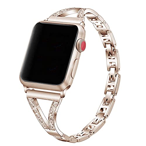 Bling Edelstahl Armband für Apple Watch 49mm, Luxuriöses Mädchen Uhrenarmbänder Diamant Replacement Glitzer Wristband Armband Kompatibel mit iWatch Ultra 49mm 45mm 44mm 42mm Series 8 7 6 5 4 3 2 1 SE von MXFDOKD