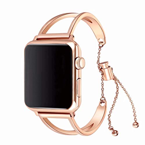 Ersatzband Kompatibel mit Apple Watch Ultra 2 49mm, Damen Armband Edelstahl Wristband Metall Schnalle Ersatzarmbänder Kompatibel mit iWatch 45mm 44mm 42mm Series SE 9 8 7 6 5 4 3 2 1-Bling Roségold Ersatzband Kompatibel mit Apple Watch Ultra 2 49mm, Damen Armband Edelstahl Wristband Metall Schnalle Ersatzarmbänder Kompatibel mit iWatch 45mm 44mm 42mm Series SE 9 8 7 6 5 4 3 2 1-Bling Roségold von MXFDOKD