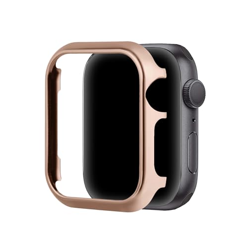 Glitzer Hülle Aluminium für iWatch 10 42mm Roségold, Metall Gehäuse Ultra Slim Schutzhülle Bumper Edelstahl Uhrengehäuse Kratzfest Uhrenetui Blingmeister Kompatibel mit Apple Watch 42mm Series 10 von MXFDOKD