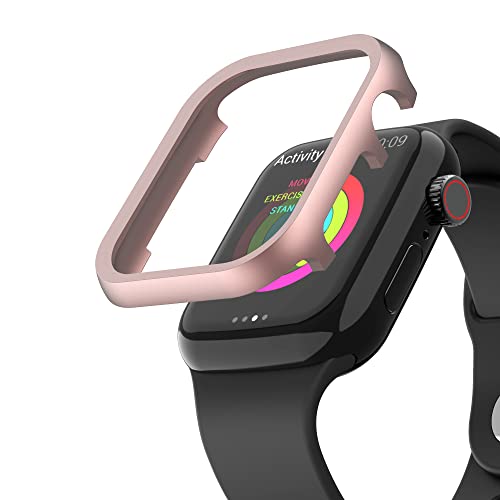 Hülle Edelstahl Kompatibel mit Apple Watch Series 3 Rosa, Glänzende Schutz Hülle Gegen Kratze Metall Aluminium Schutzcase Bumper Ultradünne Uhrgehäuse Stoßfest Kompatibel mit iWatch 38mm Series 1/2/3 von MXFDOKD