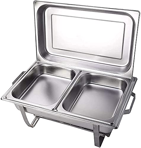 Edelstahl-Chafing-Dish-Buffet, komplettes Set, Chafer-Speisewärmer in voller Größe mit Wasserpfanne, Lebensmittelpfanne in halber Größe, Brennstoffhalter und Deckel für Party-Buffets, 9 l, 1 Stück von MXFKLJ