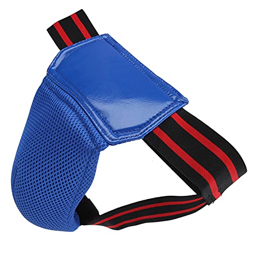 Tiefschutz, Tiefschutz Bequemer PU-Leder Atmungsaktiver Jockstrap mit verstellbarem Gummiband zum Boxen Muay Thai für Kickboxen und MMA-Kämpfe(Blau) von MXGZ