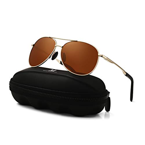 MXNXEU Sonnenbrille Herren Fahrerbrille Polarisiert Schwarz Polarisierte Sonnenbrille Herren Outdoor Vintage Unisex UV400 Fahren Sonnenbrille-Braun/Gold von MXNXEU