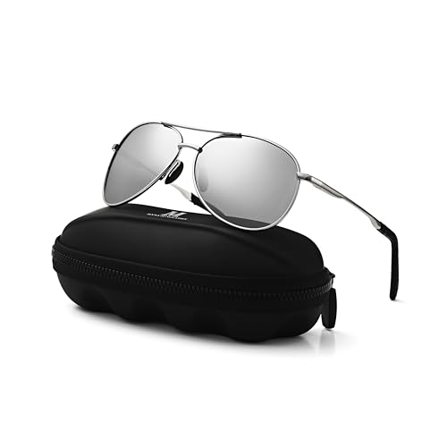 MXNXEU Sonnenbrille Herren Fahrerbrille Polarisiert Schwarz Polarisierte Herren Outdoor Vintage Unisex UV400 Fahren Stile Silber von MXNXEU