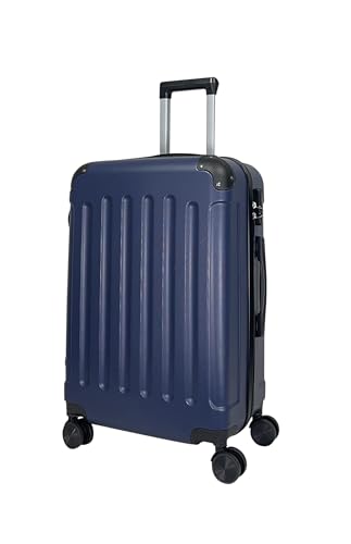 MY TRAVEL BAG Hartschalen-Koffer Reisekoffer ABS Koffer Trolley (Handgepäck-Mittel-Groß-Set) 4 Doppel-Rollen (Dunkelblau, Mittlerer Koffer (65cm)) von MY TRAVEL BAG