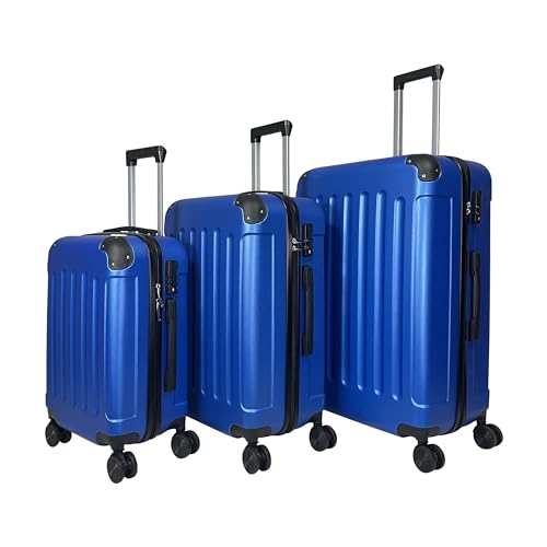 MY TRAVEL BAG Hartschalen-Koffer Reisekoffer ABS Koffer Trolley (Handgepäck-Mittel-Groß-Set) 4 Doppel-Rollen (Hellblau, 3er Set) von MY TRAVEL BAG