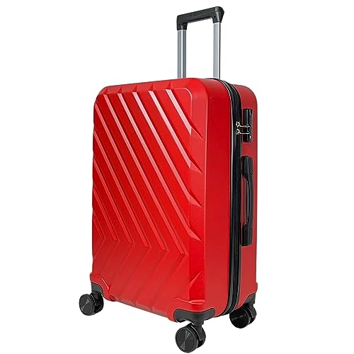 MY TRAVEL BAG Hartschalen-Koffer Trolley Reisekoffer (Handgepäck-Mittel-Groß-Set) 4 Doppel-Rollen (Mittlere Koffer (65cm), Rot) von MY TRAVEL BAG