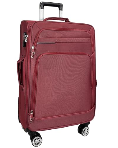 MY TRAVEL BAG Stoff Reisekoffer Trolley Erweiterbar mit Zwillingsrollen (M/L/XL/XXL oder 4er Set) Weichgepäck (Rot, Handgepäck (55cm)) von MY TRAVEL BAG