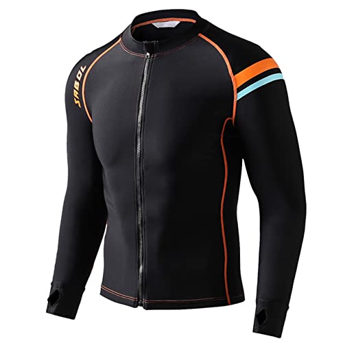 Männer Surfen Tauchanzüge, Plus Größe 4xl-5xl Surfjacke Hose, UV-Schwimmhemd Langarm-Badeanzug Schwimmen Segeln Tauchstrumpfhosen,Jacket,5XL von MYENA