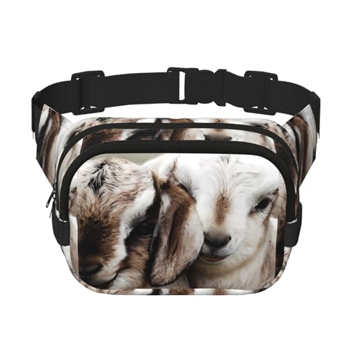 Animals Goat Unisex Verstellbare Taille Quadrat Doppellagige Hüfttasche für Outdoor-Aktivitäten Reisen Laufen Wandern, Schwarz , Einheitsgröße von MYGANN