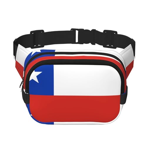 Flag of Chile Unisex verstellbare Taille quadratisch doppellagig Hüfttasche für Outdoor-Aktivitäten Reisen Laufen Wandern, Schwarz , Einheitsgröße von MYGANN