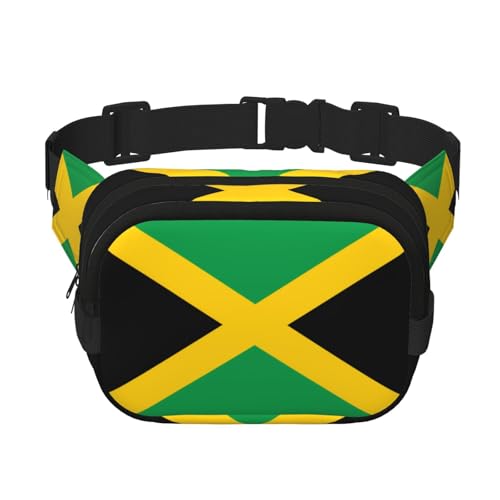 Flag of Jamaica Unisex verstellbare Taille quadratisch doppellagig Hüfttasche für Outdoor-Aktivitäten Reisen Laufen Wandern, Schwarz , Einheitsgröße von MYGANN