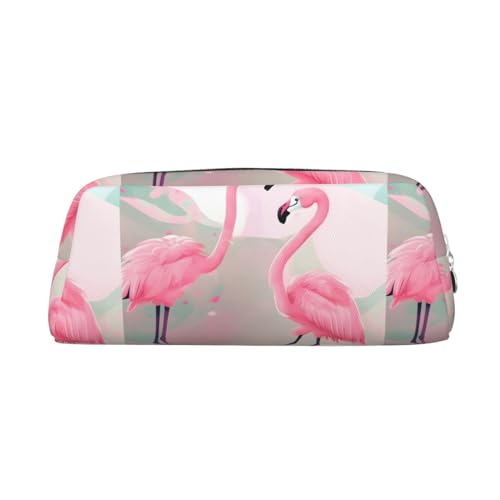 Love Flamingo Federmäppchen, leicht, tragbar, Leder, mit Reißverschluss, 20,5 x 5,5 x 8 cm, für Büro, Reisen, Make-up, Aufbewahrungstasche, silber, Einheitsgröße, Münzfach von MYGANN