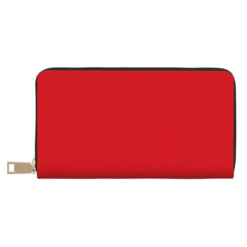 MYGANN Einfarbige, rote Unisex-Geldbörse aus Mikrofaser-Leder mit Metall-Reißverschluss für Büro, Reisen, Dating-Geschenke, weiß, Einheitsgröße von MYGANN