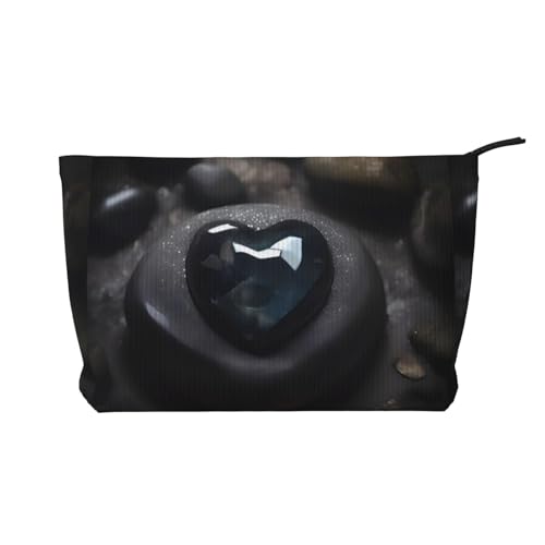 Mysterious Love Stone Make-up-Tasche aus Kord, mit Reißverschluss, multifunktionaler Organizer, 22 x 7 x 17 cm, für Reisen, Camping, Urlaub, Fitness, Schwarz , Einheitsgröße von MYGANN