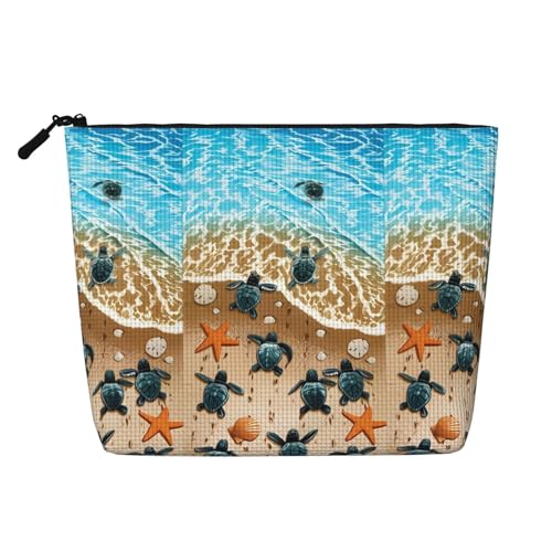 Turtles On The Beach Waterproof Large Capacity with Zipper Travel Business Trip Home Multifunctional Makeup Bag Storage Bag Coin Purse, Schwarz , Einheitsgröße von MYGANN