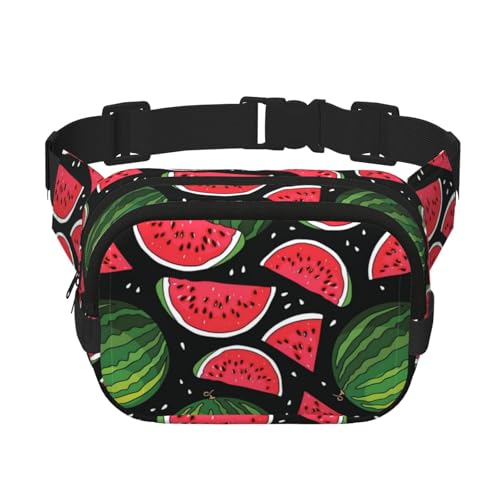 Wassermelone Unisex verstellbare Taille quadratisch doppellagig Hüfttasche für Outdoor-Aktivitäten Reisen Laufen Wandern, Schwarz , Einheitsgröße von MYGANN