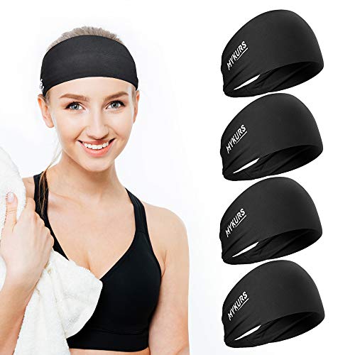 MYKURS Herren Schweiß Stirnbänder, 4 Pack Sport Stirnbänder für Frauen, Feuchtigkeit Wicking Athletic Workout Stirnbänder für Fitness, Yoga, Laufen, Joggen, Wandern, Radfahren und Gym Workout MYKURS Herren Schweiß Stirnbänder, 4 Pack Sport Stirnbänder für Frauen, Feuchtigkeit Wicking Athletic Workout Stirnbänder für Fitness, Yoga, Laufen, Joggen, Wandern, Radfahren und Gym Workout von MYKURS