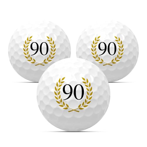 Golfbälle im 3er Set zum Geburtstag Golfgeschenk Golf Geburtstagsgeschenk Geschenk Geschenkidee Jubiläum Jahrestag Happy Birthday 18 20 22 25 30 33 35 40 44 45 50 55 60 65 66 70 75 77 80 85 88 90 (90) von MYNT