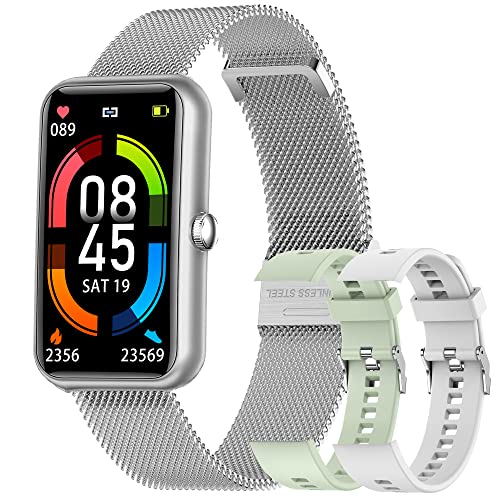 Smartwatch Fitness Tracker mit Pulsuhr, 1.57 Zoll Touchscreen Fitness Armbanduhr, IP68 Wasserdicht Sportuhr mit Schrittzähler Schlafmonitor, Smart Watch für Damen Herren für Android iOS (Silbergrün) von MYSHUN