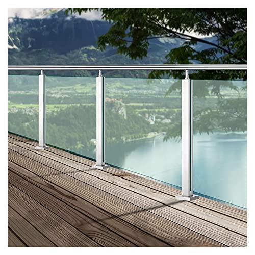 MZFFT Edelstahl-Handlaufhalterungspfosten für Glaspaneele 3/8 1/2 Zoll, Glasbalustradenpfosten für Deckgeländer/Terrassentreppen/Innentreppen, 25 31 35 41 45 51 55 59 Zoll hoch Hello von MZFFT